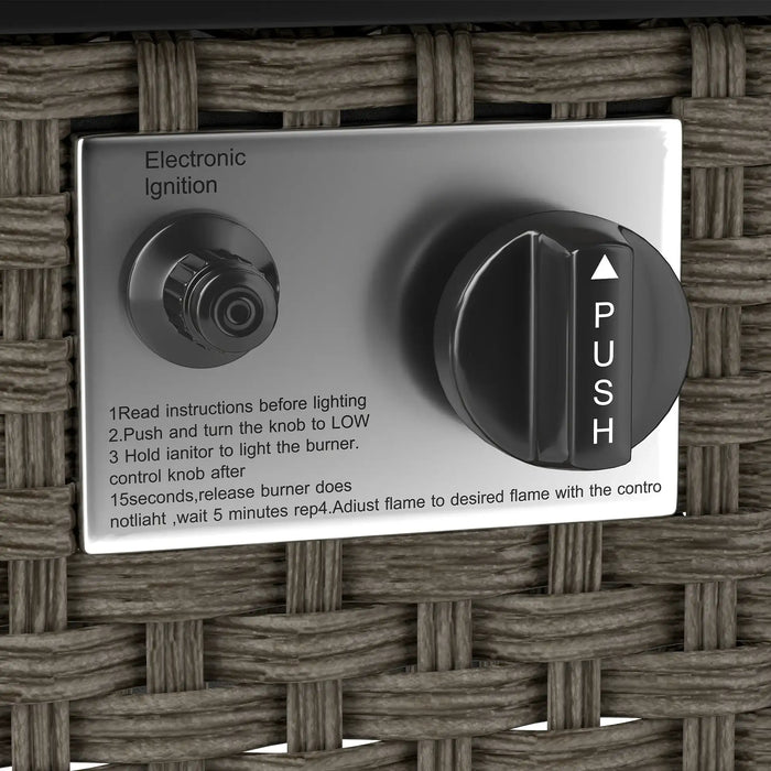 Rattan Gas Fire Pit Table for Garden - Little and Giant Explorers Outsunny