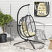 Rattan Hanging Egg Chair with Cream White Cushions - Little and Giant Explorers Outsunny
