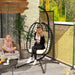 Rattan Hanging Egg Chair with Cream White Cushions - Little and Giant Explorers Outsunny