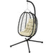 Rattan Hanging Egg Chair with Cream White Cushions - Little and Giant Explorers Outsunny