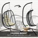 Rattan Hanging Egg Chair with Cream White Cushions - Little and Giant Explorers Outsunny