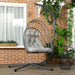 Rattan Hanging Swing Chair – Light Grey | Steel Frame and Thick Cushion OUTSUNNY - Little and Giant Explorers Outsunny