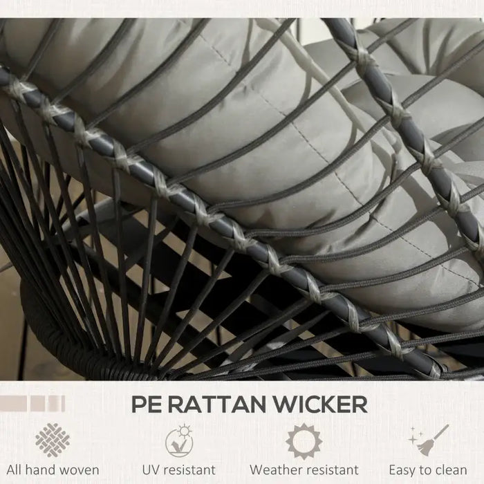 Rattan Hanging Swing Chair – Light Grey | Steel Frame and Thick Cushion OUTSUNNY - Little and Giant Explorers Outsunny