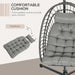Rattan Hanging Swing Chair – Light Grey | Steel Frame and Thick Cushion OUTSUNNY - Little and Giant Explorers Outsunny