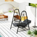 Rattan Hanging Swing Seat with Stand and Seat Cushion in Dark Grey - Little and Giant Explorers Outsunny