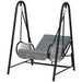 Rattan Hanging Swing Seat with Stand and Seat Cushion in Light Grey - Little and Giant Explorers Outsunny