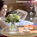 Rattan Side Table with Tempered Glass Tabletop - Little and Giant Explorers Outsunny