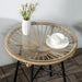 Rattan Side Table with Tempered Glass Tabletop - Little and Giant Explorers Outsunny