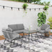 4-Piece Rattan Garden Furniture Set with Glass Top Coffee Table and Cushions - Little and Giant Explorers Outsunny