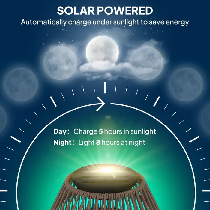 Rattan Solar Outdoor Lamp – Boho Garden Lantern | Cut-Out Design OUTSUNNY - Little and Giant Explorers Outsunny