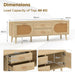 Natural wood TV stand with rattan cabinet doors, two drawers, 150cm wide, 50cm high, 40cm deep