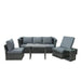 Rattan Wicker Sofa Set with Reclining Sofa, Adjustable Canopy and Tables - Little and Giant Explorers Outsunny