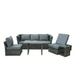 Rattan Wicker Sofa Set with Reclining Sofa, Adjustable Canopy and Tables - Little and Giant Explorers Outsunny