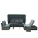 Rattan Wicker Sofa Set with Reclining Sofa, Adjustable Canopy and Tables - Little and Giant Explorers Outsunny