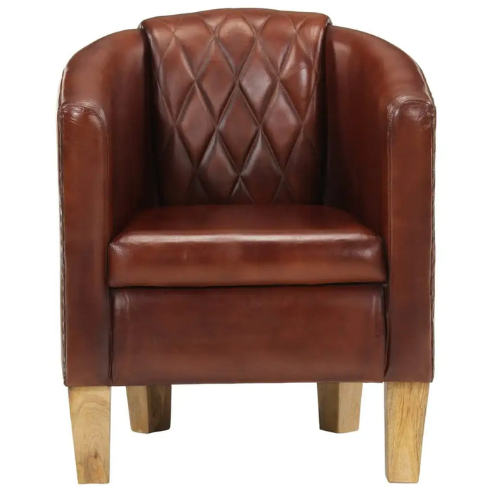 Real Leather Tub Chair – Brown | Solid Mango Wood Frame - Luxurious Armchair VIDAXL - Little and Giant Explorers