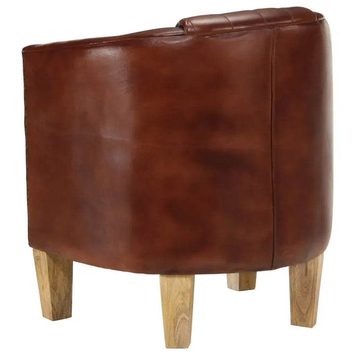 Real Leather Tub Chair – Brown | Solid Mango Wood Frame - Luxurious Armchair VIDAXL - Little and Giant Explorers