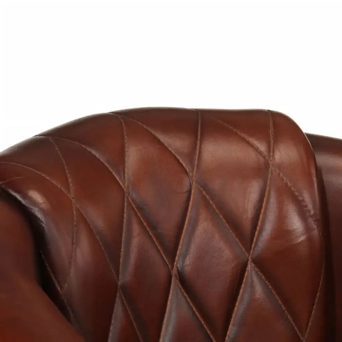 Real Leather Tub Chair – Brown | Solid Mango Wood Frame - Luxurious Armchair VIDAXL - Little and Giant Explorers