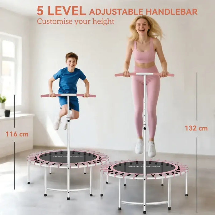 Rebounder Trampoline - Pink and Black | 36 Bungee Cords - Adjustable Handle SPORTNOW - Little and Giant Explorers SPORTNOW