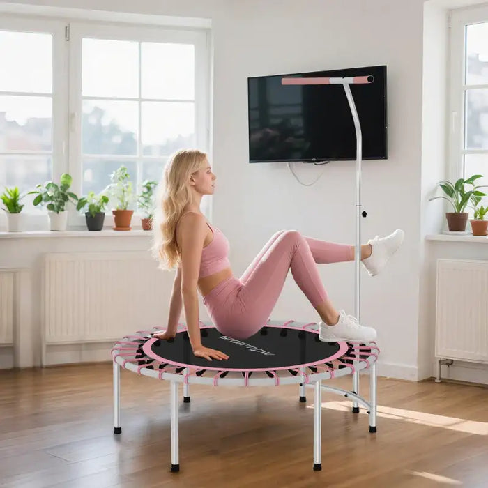 Rebounder Trampoline - Pink and Black | 36 Bungee Cords - Adjustable Handle SPORTNOW - Little and Giant Explorers SPORTNOW