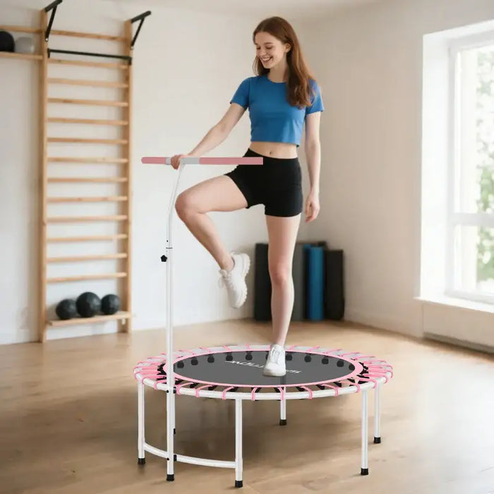 Rebounder Trampoline - Pink and Black | 36 Bungee Cords - Adjustable Handle SPORTNOW - Little and Giant Explorers SPORTNOW