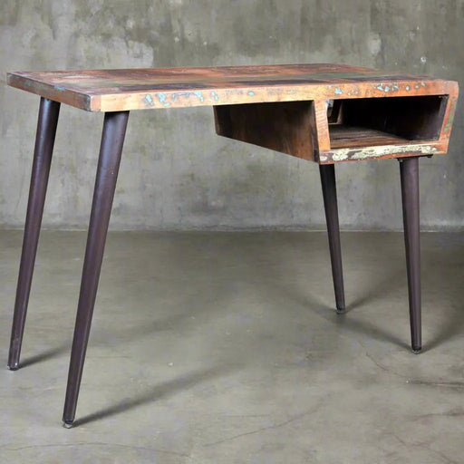 Reclaimed Wood Desk with Iron Legs - Little and Giant Explorers vidaXL