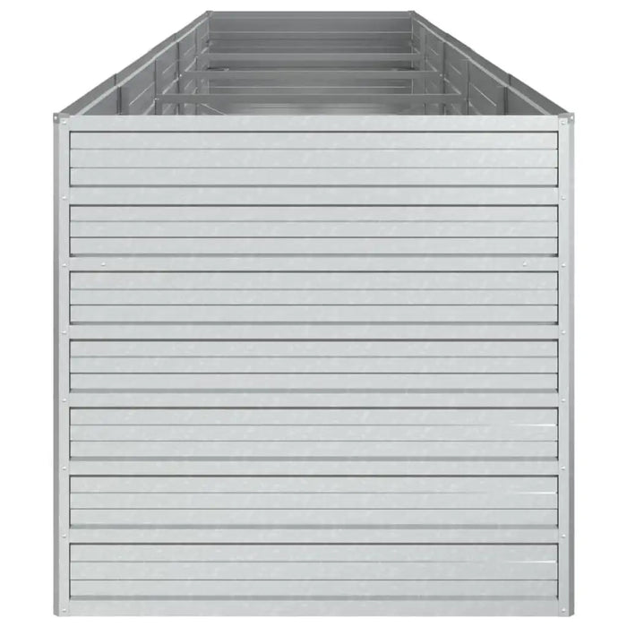 Rectangular galvanized steel garden raised bed with horizontal panels, weather-resistant design