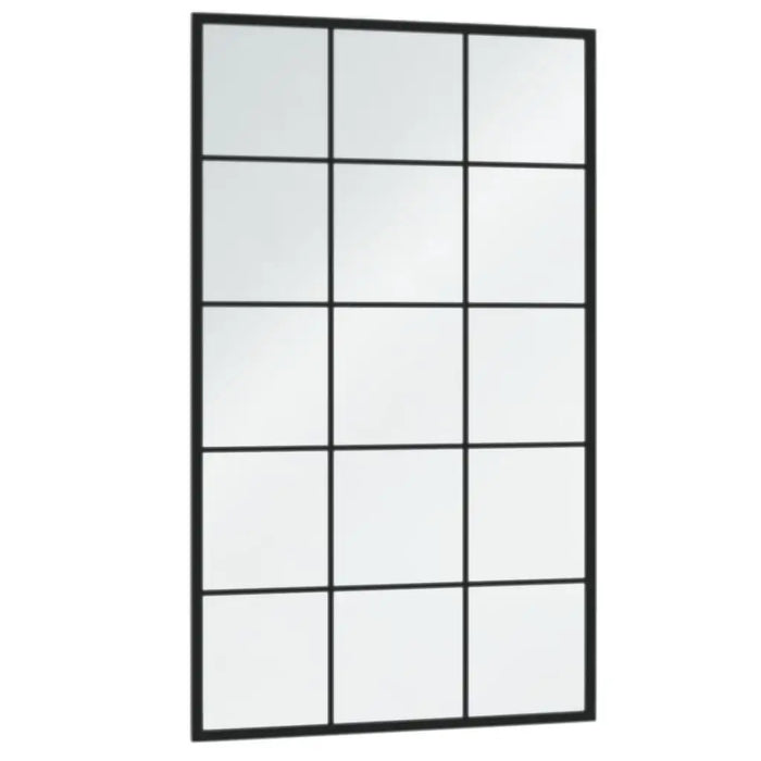Black-framed glass panel with grid design on a white background