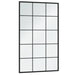 Black-framed glass panel with grid design on a white background