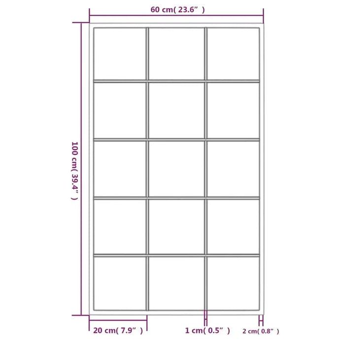 Measurement chart with grid lines and dimensions on a white background