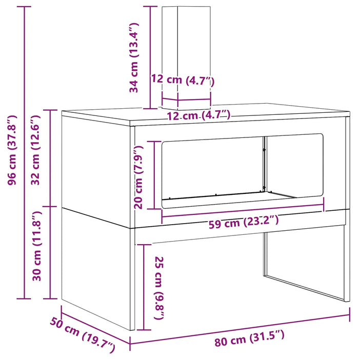 Weathering Steel Fire Pit with Chimney (80 x 50 x 96cm) - Little and Giant Explorers vidaXL
