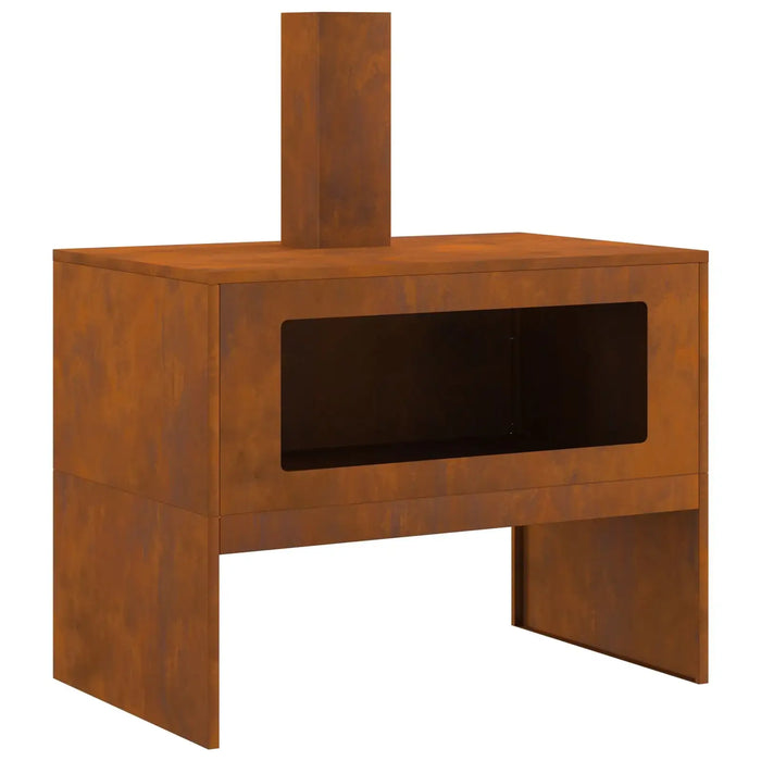Weathering Steel Fire Pit with Chimney (80 x 50 x 96cm) - Little and Giant Explorers vidaXL