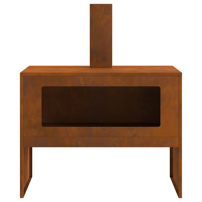 Weathering Steel Fire Pit with Chimney (80 x 50 x 96cm) - Little and Giant Explorers vidaXL