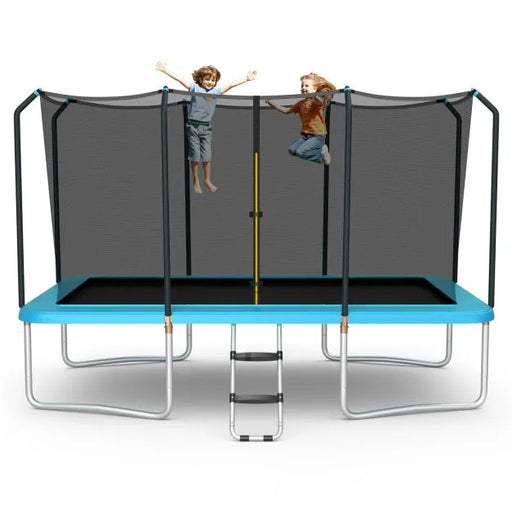 Rectangular Trampoline with Enclosure Net in Blue (430 x 245 x 285cm) - Little and Giant Explorers Costway