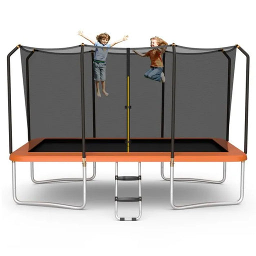 Rectangular Trampoline with Enclosure Net in Orange (430 x 245 x 285cm) - Little and Giant Explorers Costway