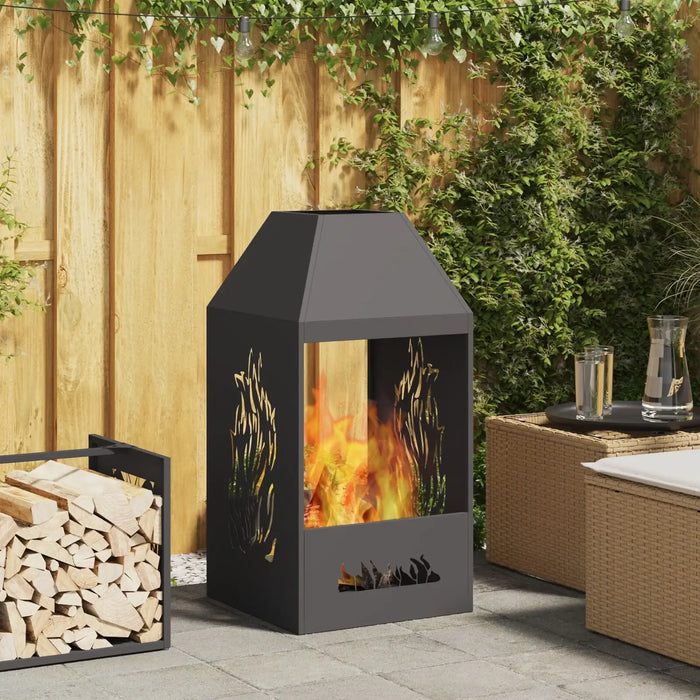 Steel Fire Pit in Black (50 x 50 x 100cm) - Little and Giant Explorers vidaXL