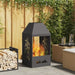 Steel Fire Pit in Black (50 x 50 x 100cm) - Little and Giant Explorers vidaXL