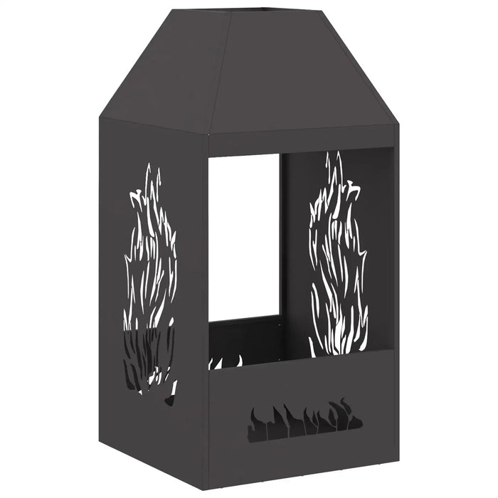 Steel Fire Pit in Black (50 x 50 x 100cm) - Little and Giant Explorers vidaXL