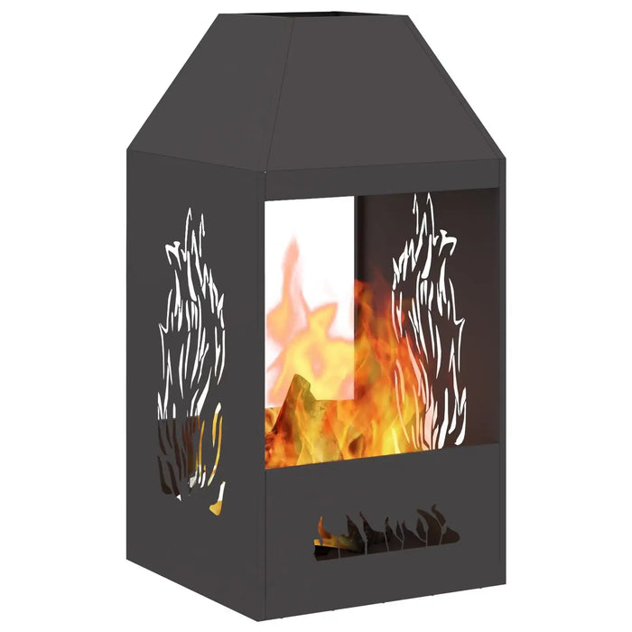 Steel Fire Pit in Black (50 x 50 x 100cm) - Little and Giant Explorers vidaXL