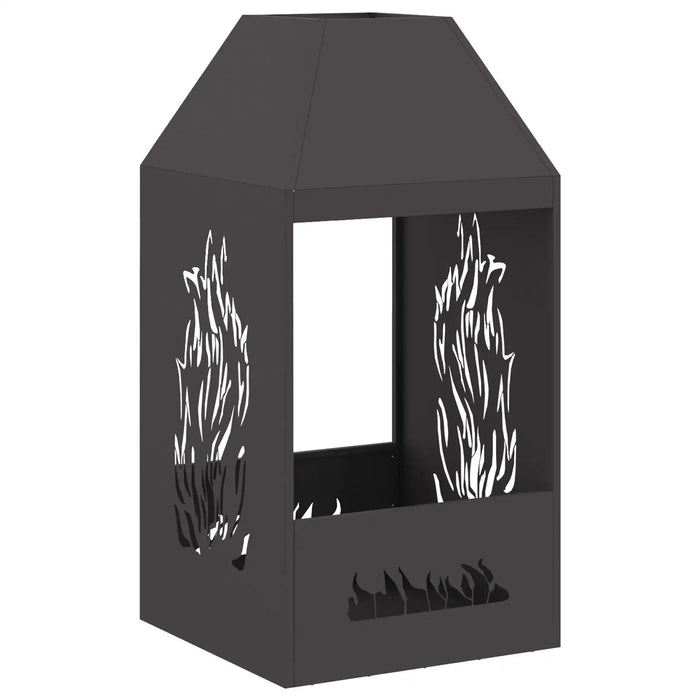 Steel Fire Pit in Black (50 x 50 x 100cm) - Little and Giant Explorers vidaXL