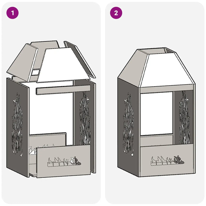 Steel Fire Pit in Black (50 x 50 x 100cm) - Little and Giant Explorers vidaXL