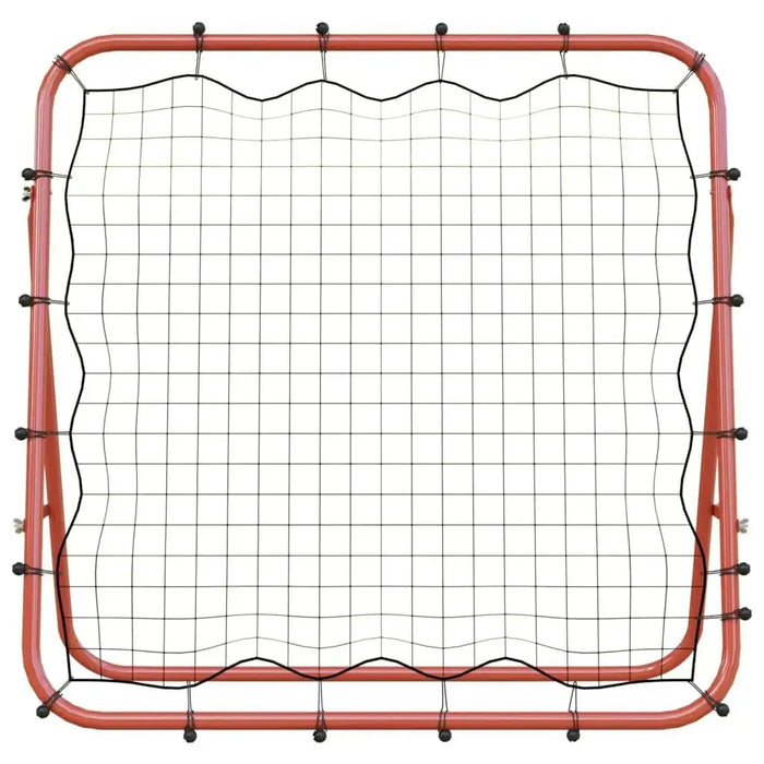 Red football kickback rebounder with steel frame and PE net, square design
