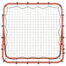 Red football kickback rebounder with steel frame and PE net, square design