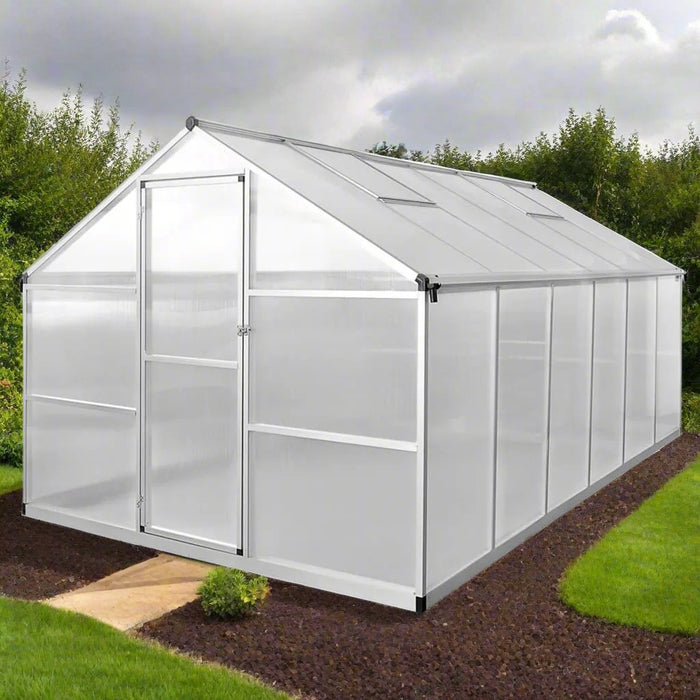 Reinforced Aluminium Greenhouse with Base Frame 9.025m² - Little and Giant Explorers vidaXL