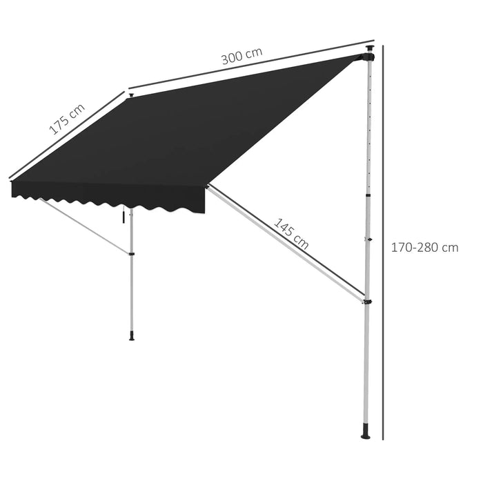 Adjustable Outdoor Aluminium Frame Awning in Black (3 x 1.5m) - Little and Giant Explorers Outsunny