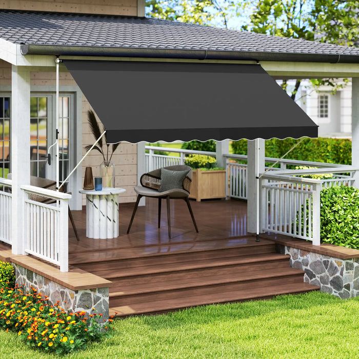 Adjustable Outdoor Aluminium Frame Awning in Black (3 x 1.5m) - Little and Giant Explorers Outsunny
