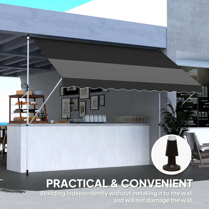 Adjustable Outdoor Aluminium Frame Awning in Black (3 x 1.5m) - Little and Giant Explorers Outsunny