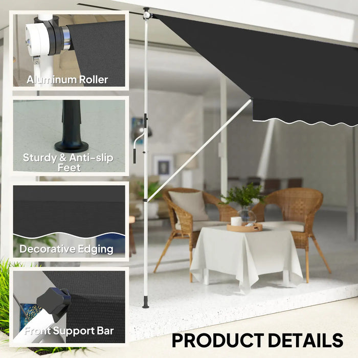 Adjustable Outdoor Aluminium Frame Awning in Black (3 x 1.5m) - Little and Giant Explorers Outsunny