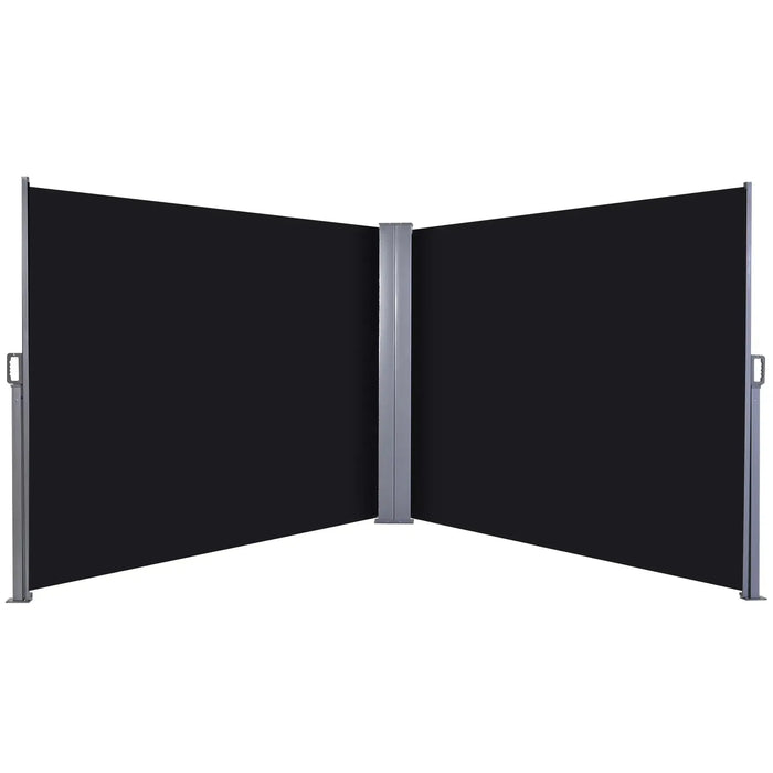 Retractable Awning Double Canopy Side Blind in Black (600 x 180cm) - Little and Giant Explorers Outsunny