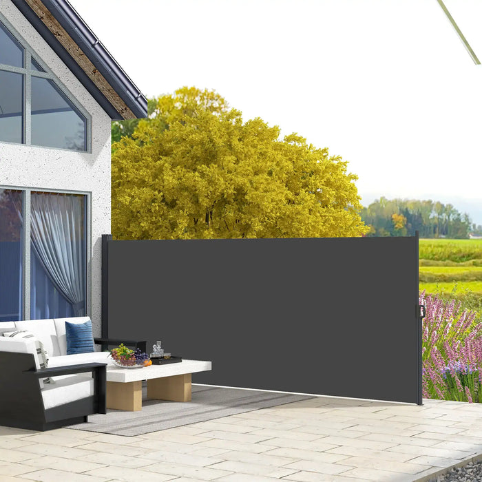 Retractable Side Awning in Black (400 x 180cm) - Little and Giant Explorers Outsunny