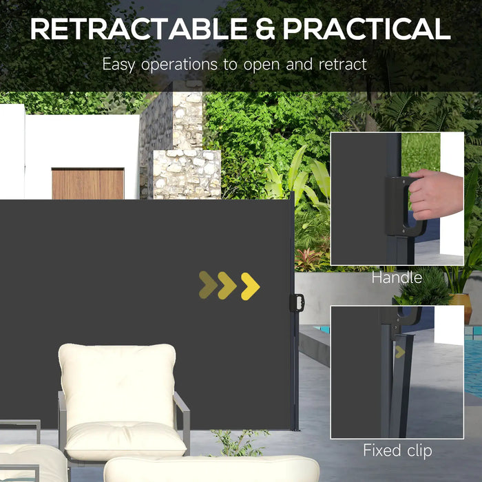 Retractable Side Awning in Black (400 x 180cm) - Little and Giant Explorers Outsunny